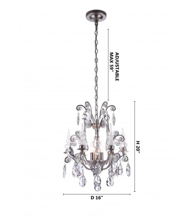  Pewter Finish Chandelier (BET72PEW) - Bethel International
