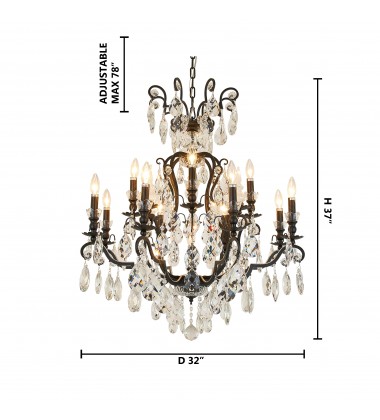 Black Chandelier (BET80C32BLK) - Bethel International