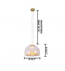  Clear & Gold Single Pendant Lighting (DLS16P15G) - Bethel International