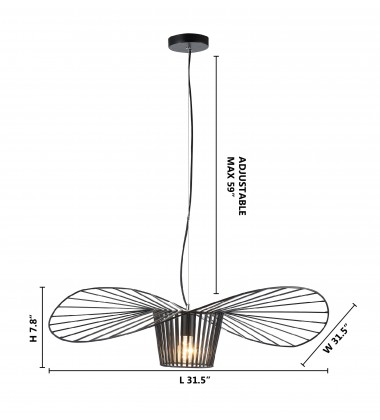  Black Finish Single Pendant Light (DS10) - Bethel International