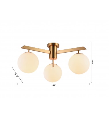  Milk white glass globe Flush Mount (DU100G) - Bethel International