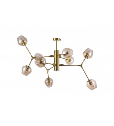  Champagned Dented Glass Shade Ceiling Fixture (DU101G) - Bethel International