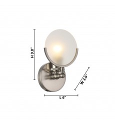  Round Fronsted Glass Shade Wall Sconce (DU114SHN) - Bethel International