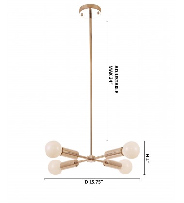  Gold Finish Ceiling Fixture (DU128C15G) - Bethel International
