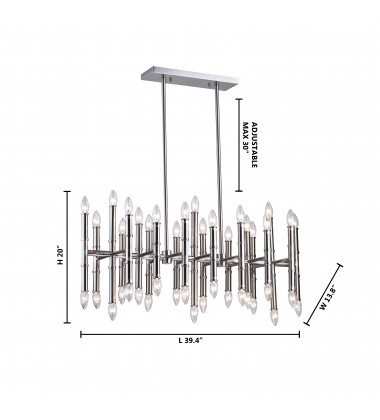  Satin nickel bamboo pipe Ceiling Fixture (DU33SN) - Bethel International