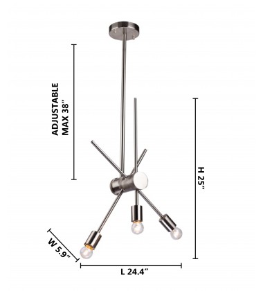  Shiny Nickel Finish Ceiling Fixture (DU76SN) - Bethel International