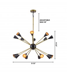  Matte Black And Champagne Gold Finish Ceiling Fixture (DU84) - Bethel International