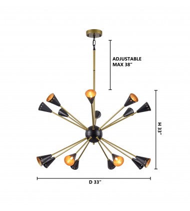  Matte Black And Champagne Gold Finish Ceiling Fixture (DU84) - Bethel International