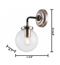  Polished Nickel And Black Finish Wall Sconce (DU96) - Bethel International