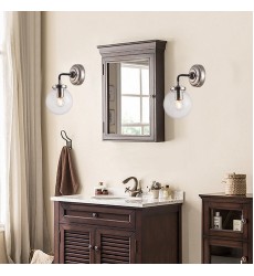  Polished Nickel And Black Finish Wall Sconce (DU96) - Bethel International