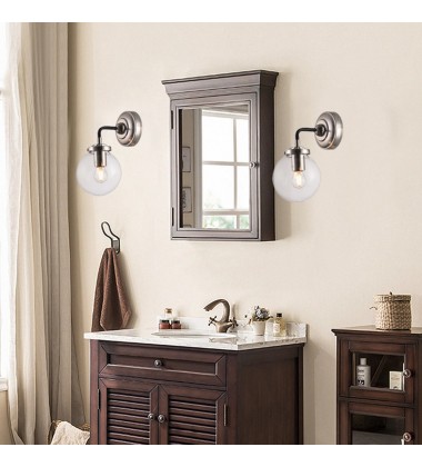  Polished Nickel And Black Finish Wall Sconce (DU96) - Bethel International