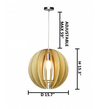  Natural Wood Ceiling Fixture (JU03C15W) - Bethel International