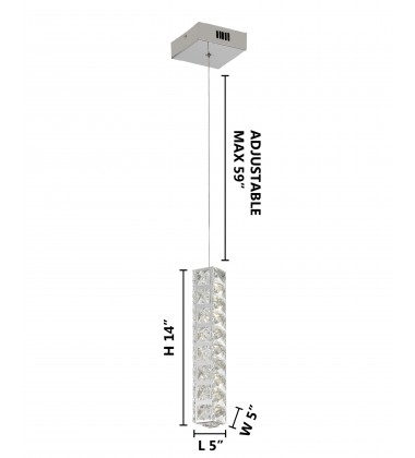  3 Side Clear Crystal LED Single Pendant Lighting (KD22) - Bethel International