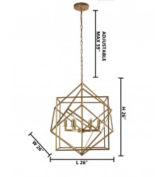  Gold Iron Frame Ceiling Fixture (KJ03) - Bethel International