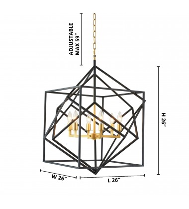  Black Iron Frame Ceiling Fixture (KJ03BLK) - Bethel International
