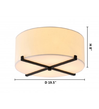  White Fabric Shade Flush Mount (LG03) - Bethel International