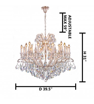 Clear Crystal Chandelier (MD8092-19PEW) - Bethel International Clear Crystal Chandelier (MD8092-19PEW) - Bethel International