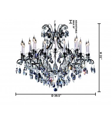  Clear Crystal Chandelier (MD8092-19SBLK) - Bethel International