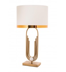  Off White Linen Fabric Shade Table Lamp (MTL12PQ-GD) - Bethel International