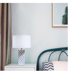  White & Grey Table Lamp (MTL33PQ-SN) - Bethel International