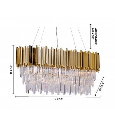  Gold oval block frame Chandelier (MU11) - Bethel International