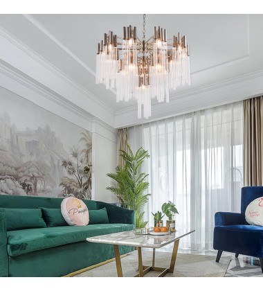  Shiny Nickel Chandelier (MU21P33HN) - Bethel International