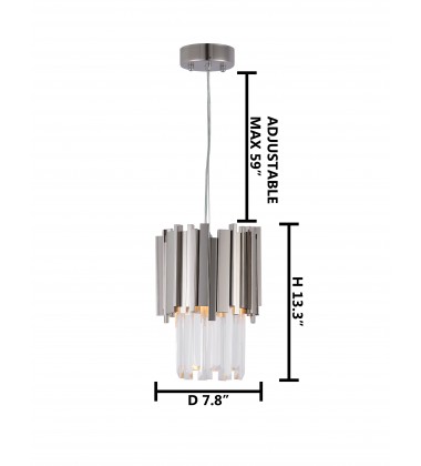  Shiny Nickel Finish Single Pendant Lighting (MU59SHN) - Bethel International