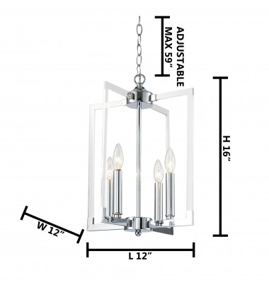  Chrome Metal Frame Ceiling Fixture (TD19CH) - Bethel International