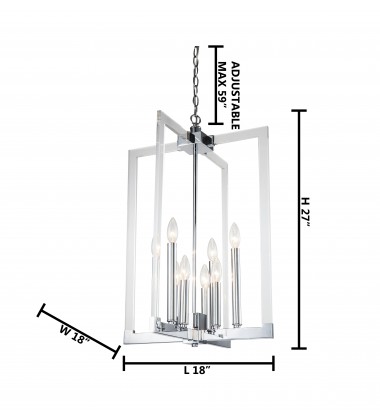  Chrome Metal Frame Ceiling Fixture (TD20CH) - Bethel International