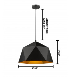  Black shade Single Pendant Lighting (YS7702-1PB-BK) - Bethel International