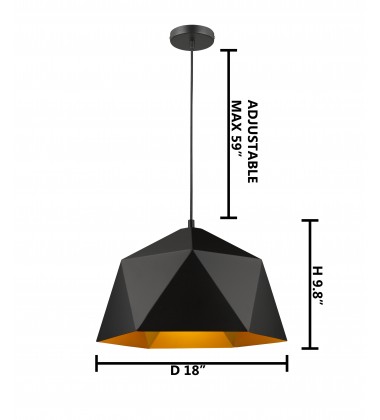  Black shade Single Pendant Lighting (YS7702-1PB-BK) - Bethel International