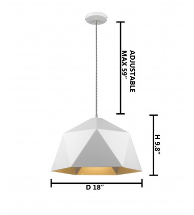  White shade Single Pendant Lighting (YS7702-1PB-WH) - Bethel International