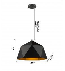  Black shade  Single Pendant Lighting (YS7702-1PM-BK) - Bethel International