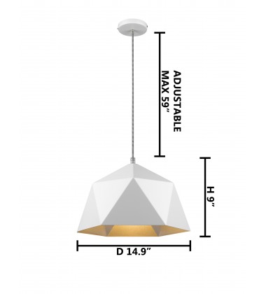  White shade Single Pendant Lighting (YS7702-1PM-WH) - Bethel International