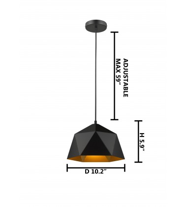  Black shade Single Pendant Lighting (YS7702-1PS-BK) - Bethel International