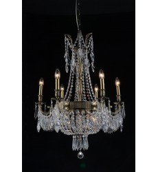  Brass 9 Light Up Chandelier with Antique Brass finish (2048P25AB-9) - CWI Lighting