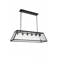  Alyson 6 Light Down Chandelier with Black finish (9601P42-6-101) - CWI Lighting