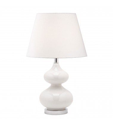  1LT Incandescent Table Lamp, WH GL w/ White Shade-(180T-WH)-Dainolite