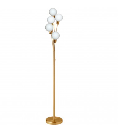  5LT Incandescent Floor Lamp, Aged Brass w/WH Glass-(306F-AGB)-Dainolite