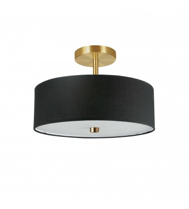  3LT Incandescent Semi-Flush AGB w/ Black Shade-(571-143SF-AGB-BK)-Dainolite