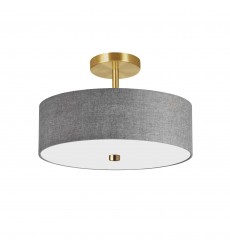  3LT Incandescent Semi-Flush AGB w/ Grey Shade-(571-143SF-AGB-GRY)-Dainolite