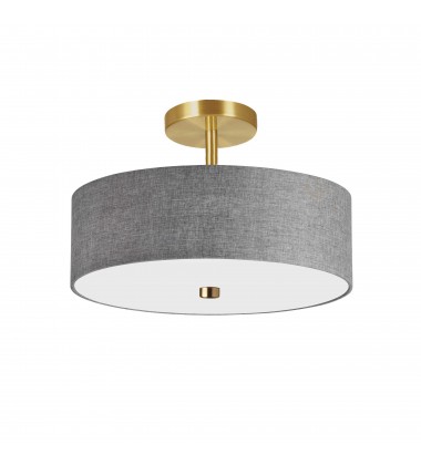  3LT Incandescent Semi-Flush AGB w/ Grey Shade-(571-143SF-AGB-GRY)-Dainolite