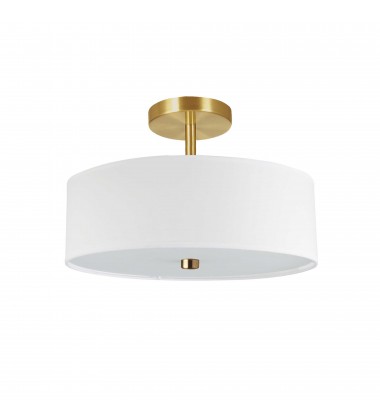  3LT Incandescent Semi-Flush AGB w/ White Shade-(571-143SF-AGB-WH)-Dainolite