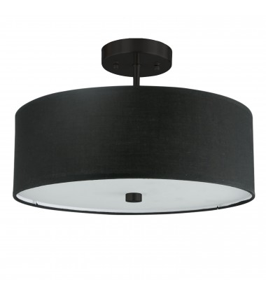  3LT Semi-Flush MB w/ Black Shade-(571-143SF-MB-BK)-Dainolite