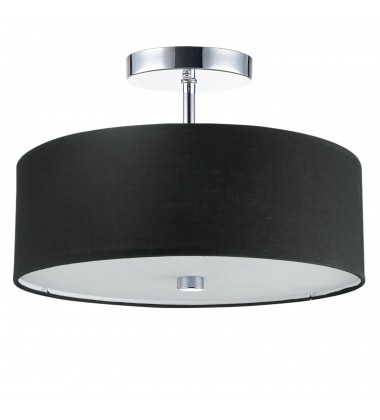  3LT Incandescent Semi-Flush PC w/ Black Shade-(571-143SF-PC-BK)-Dainolite