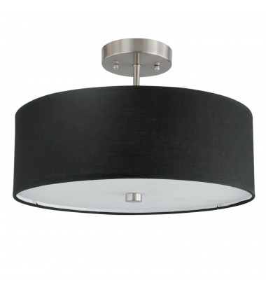  3LT Incandescent Semi-Flush SC w/ Black Shade-(571-143SF-SC-BK)-Dainolite