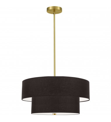  4LT Incand 2 Tier Pendant, AGB w/ BK Shade-(571-224P-AGB-BK)-Dainolite