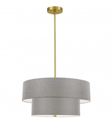  4LT Incand 2 Tier Pendant, AGB w/ GRY Shade-(571-224P-AGB-GRY)-Dainolite