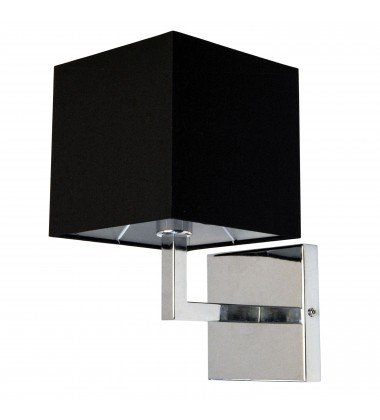 1LT Incandescent Wall Sconce, PC w/Black Shade-(77-1W-PC-BK)-Dainolite  1LT Incandescent Wall Sconce, PC w/Black Shade-(77-1W-PC-BK)-Dainolite