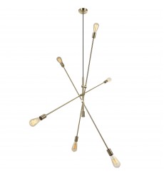 6LT Incandescent Adjustable Pendant, Aged Brass-(816P-AGB)-Dainolite  6LT Incandescent Adjustable Pendant, Aged Brass-(816P-AGB)-Dainolite